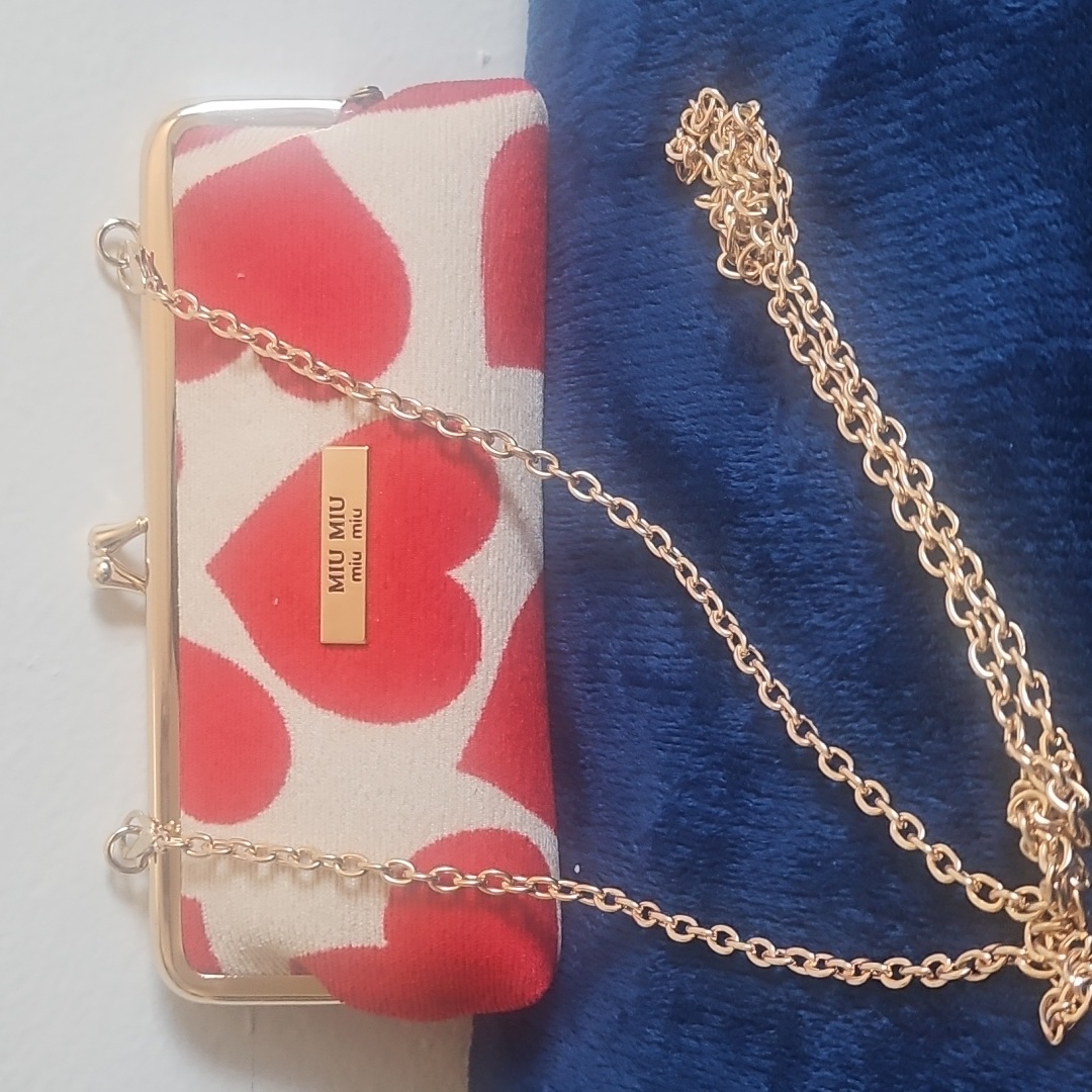 Miu Miu Red And White Heart Crossbody Bag